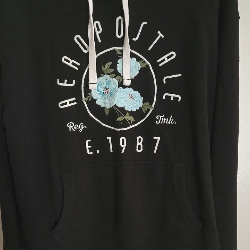 Aeropostale Black Graphic Floral Hoodie - Picture 3 of 6